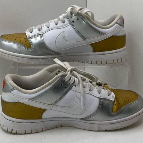 Nike Dunk Low SE 'Silver Gold Metallic' Men's Sneakers Size 10 DH4403-700
