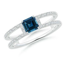 Square Emerald-Cut London Blue Topaz Ring 925 Sterling Silver ring JTV-695