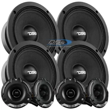 4x DS18 PRO-ZXI6M 6.5" 8-ohm Midrange Speakers 4x PRO-TWZ1 4-ohm Super Tweeters
