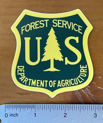 Yellow & Green USDA Forest Service Shield Sticker – 4.5" X 4" – 2-Pack