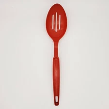 Vtg Ekco Slotted Spoon Red Plastic Kitchen Utensil USA Retro Classic Mid Century