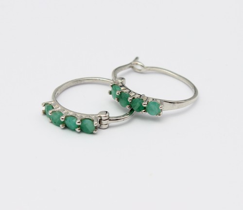 Pendientes De Esmeralda Elegantes En Plata 925 Celeron Joyería Azul Regalo - Imagen 3 de 4