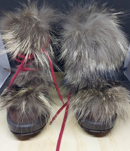 Aquatalia Brown Suede Rabbit Fur Combat Boots 6.5 - Picture 2 of 14