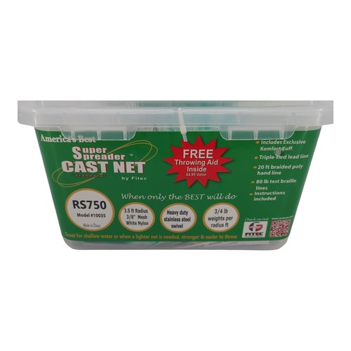 Fitec Super Spreader Cast Net White 3.5 ft Radius 3/8 Mesh 3/4 Lb Per Ft Weight - Picture 3 of 7