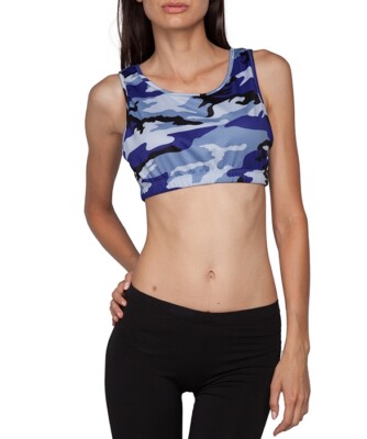 blue camo crop top