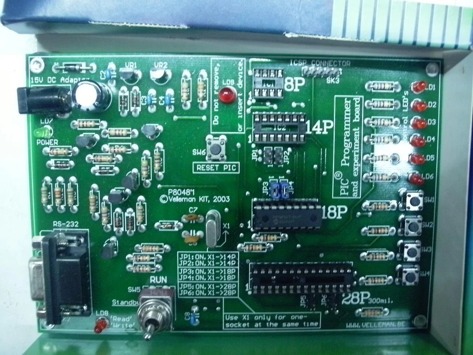 VELLEMAN K8048 KIT PIC PROGRAMMER & EXPERIMENT BOARD WITH CABLE! NEW! - Image 2 of 4