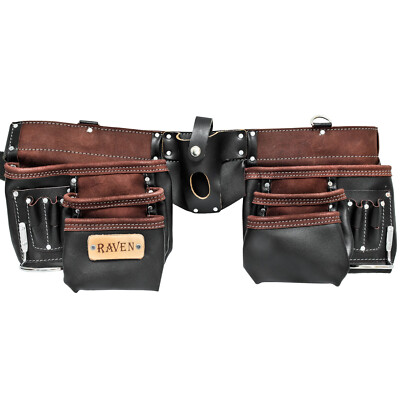 ToolTreaux 13 Pocket Oil Tanned Leather Tool Belt with 2 Hammer Loops, Brown