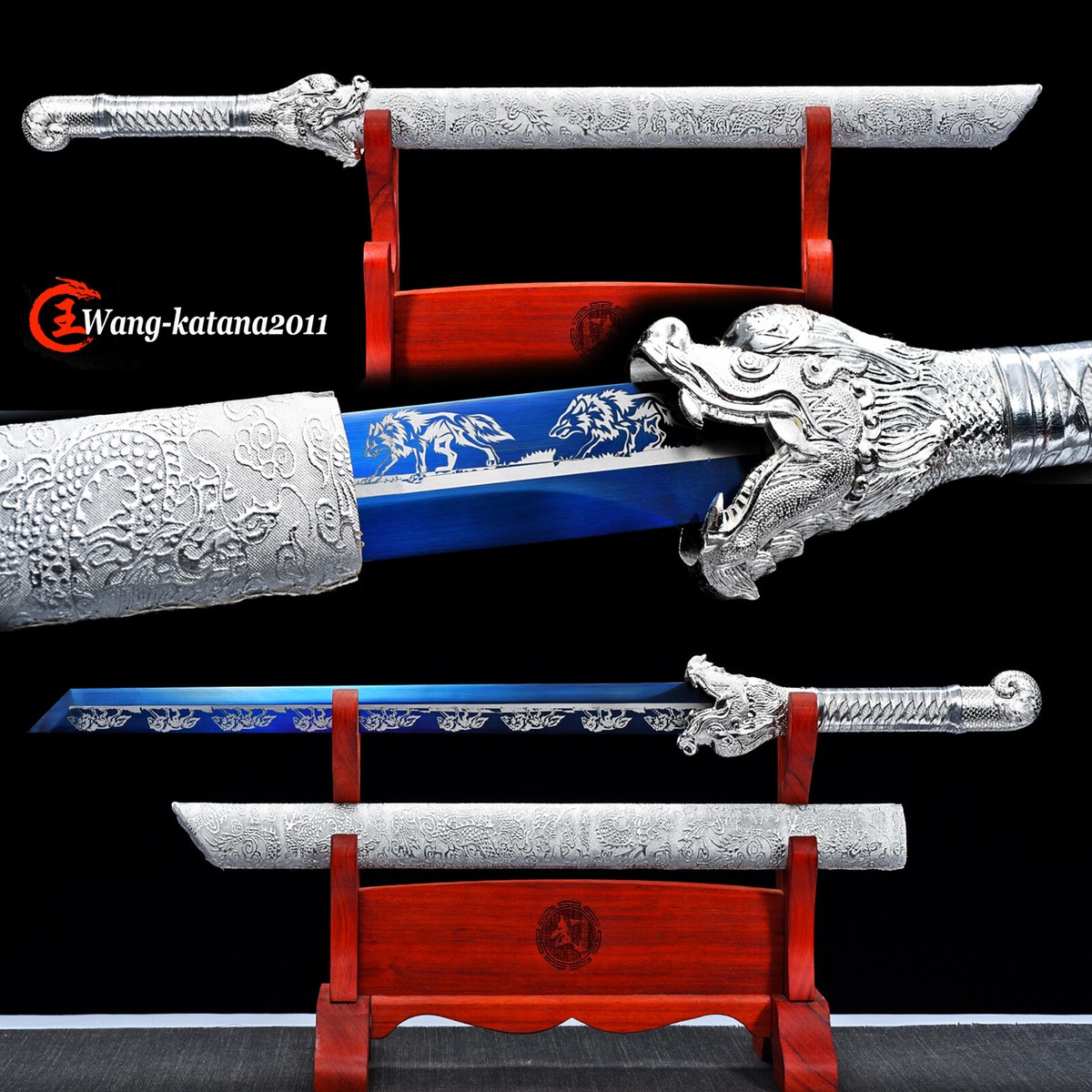 31'Snow Wolf Broadsword Blue 1095 Steel Chinese Tang Dynasty