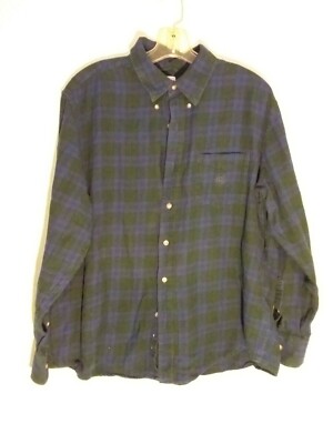 Chaps Mens Light Flannel Shirt Lumberjack Size XL Navy Green 