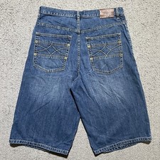 Vintage Sean John Jorts Mens 34 Blue Baggy Denim Jean Shorts Hip Hop Skater Y2K