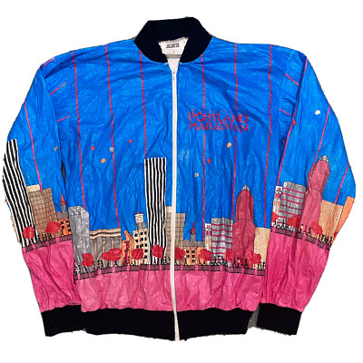 VTG 80s Portland Marathon Oregon Road Runners Club Skyline Graphic Tyvek Jacket