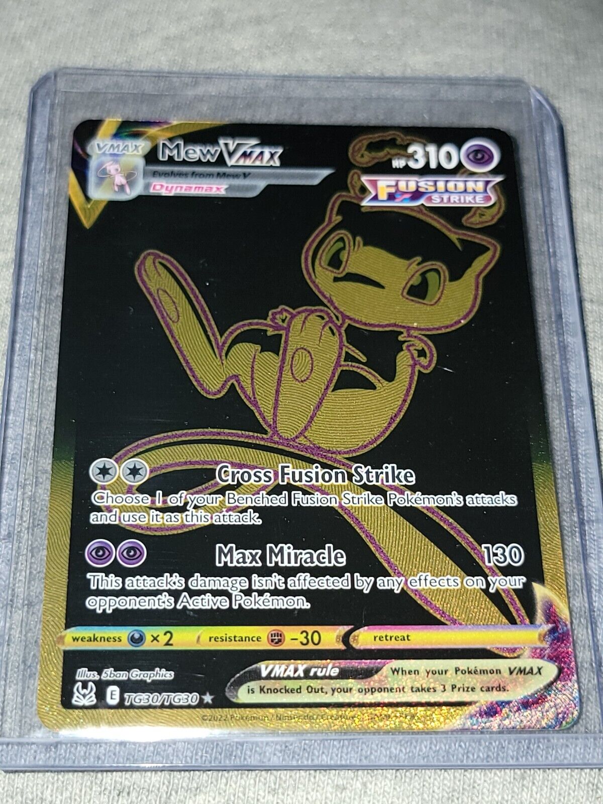 Pokemon - Mew VMax - TG30 - Trainer Gallery - Lost Origin - Full Art -  Black & Gold Holo Foil Card