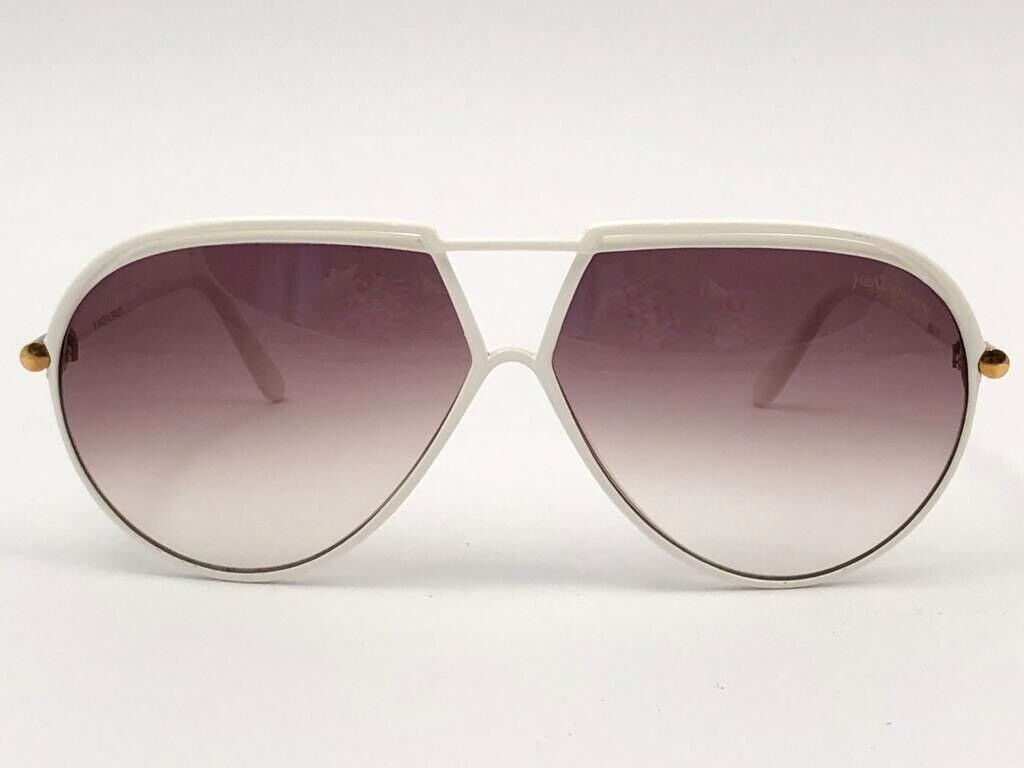 NEW VINTAGE YVES SAINT LAURENT 8129 WHITE AVIATOR… - image 1