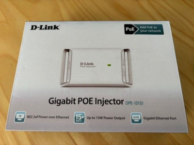 D-Link DPE-101GI 1-Port Gigabit PoE Injector, Weiß, Plug and Play, BRANDNEU