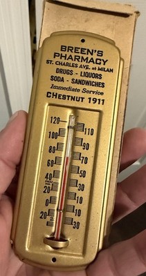 Old Breen s Pharmacy New Orleans Off St. Charles Ave Thermometer New Old Stock