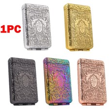 Folding Metal Cigarette Case For King Size Double Sided Box Vintage Embossed NEW