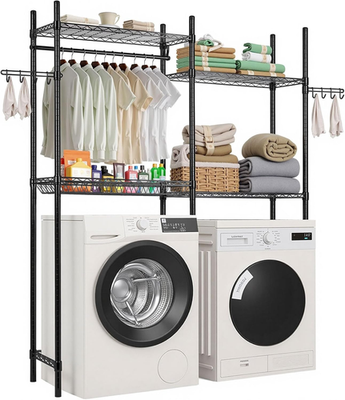 #ad over the Washer and Dryer Storage Shelf 4 Tier Laundry Room Drying Rack with Ha $126.99