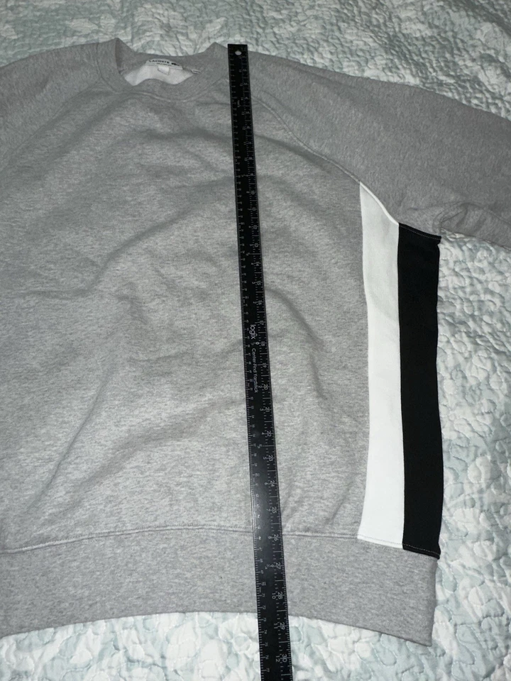 Sudadera para hombre Lacoste polar cepillado bloques de color gris blanco negro talla XXL Foto 4 de 4