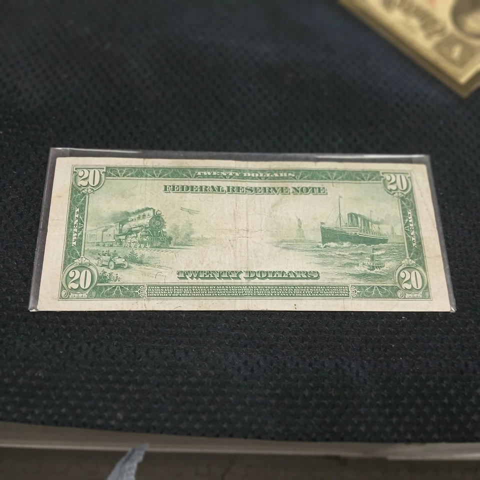 1914 Series $20 Federal Reserve Large Note United States No Reserve #C756-3 - Image 4 of 4