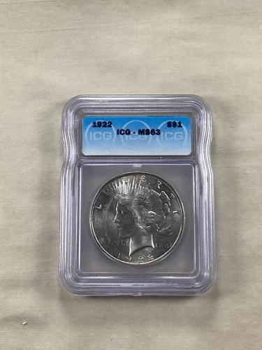 1922 90% Silver Peace Dollar ICG MS64. (1101) Free Shipping.