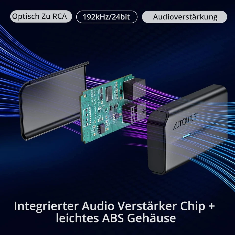 DA Wandler, 192Khz DAC Konverter Digital Zu Analog Audio Wandler SPDIF Toslink Z - Bild 2 von 4