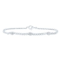 925 Sterling Silber Diamant Damen Kreis Station Kubanisch Armband 1/6 CT 17.8Cm