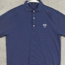 Turtleson Mens Medium Shirt Golf Polo Blue Striped Rugby Logo Fast Shipping EUC