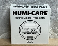 New - Humi-Care Round Digital Hygrometer For Cigar Humidor, Blue