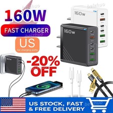 160W USB-C Fast Wall Charger Whit 6 Ports Cable For Samsung Google OnePlus MOTO