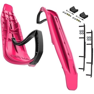 Slydog Attack 7'' Pink Skis w/4'' Round Bar Complete Kit Polaris Pro-Ride Chassis