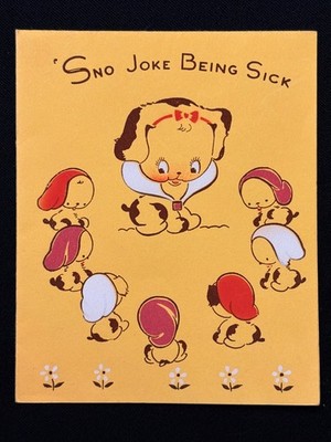 Get Well Soon Folded Greeting Card Dogs Puppies Sno Joke Being Sick BuzzaCardozo