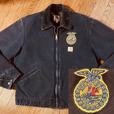 Carhartt Detroit Jacket FFA Patch USA Made Fade Navy Duck Workwear