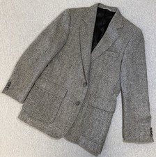 Vintage Haggar Men's 38R Wool Herringbone Sport Coat Single-Breasted 2-Button