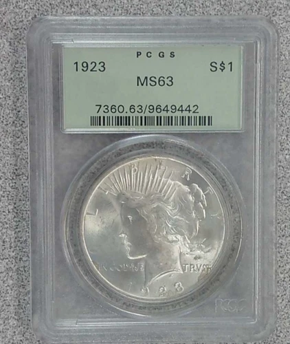 1923-P Peace Silver Dollar PCGS MS63 Old Green Holder (442)