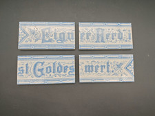 4x antike Keramikfliesen Jugendstil Schriftmotiv um 1900 MO& PF 14,5x7,5cm