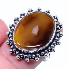 Montana Agate 925 Sterling Silver Gemstone Ethnic Jewelry Ring Size 7.5" NS 8081