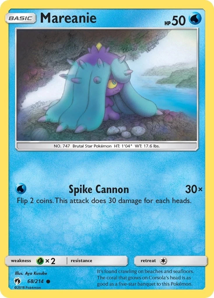 Pokemon MAREANIE Sun & Moon Lost Thunder 68/214 NM/Mint PACK FRESH