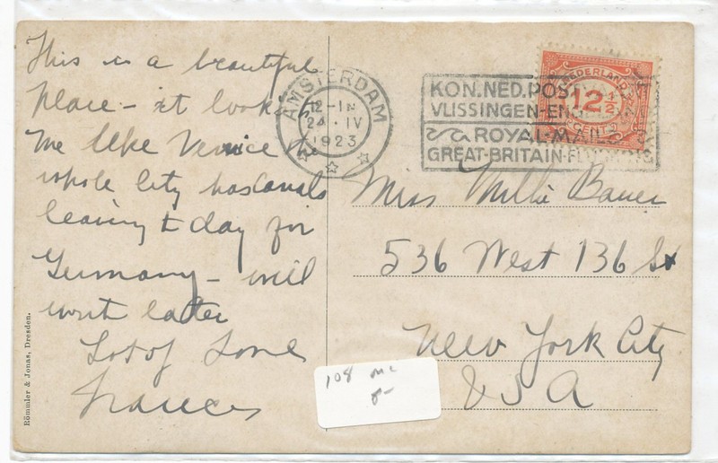 Nederland - Amsterdam 1923 Slogan Cancel  Royal Mail Great Britain Flushing