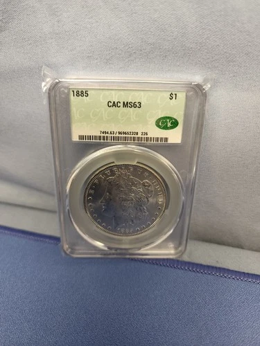 1885 $1 CAC MS63 Morgan Silver DOLLAR 90% SILVER Rare