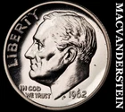 1962 Silver Roosevelt Dime - Choice Gem Proof  Lustrous  No Reserve  #K1354
