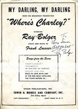 Ray Bolger Psa/dna Authentic Signed Wheres Charley Sheet Music Autograph