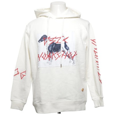 032c, Kapuzenpullover, Größe: S, Weiß/Rot/Schwarz, Bio-Baumwolle, Print #CzG