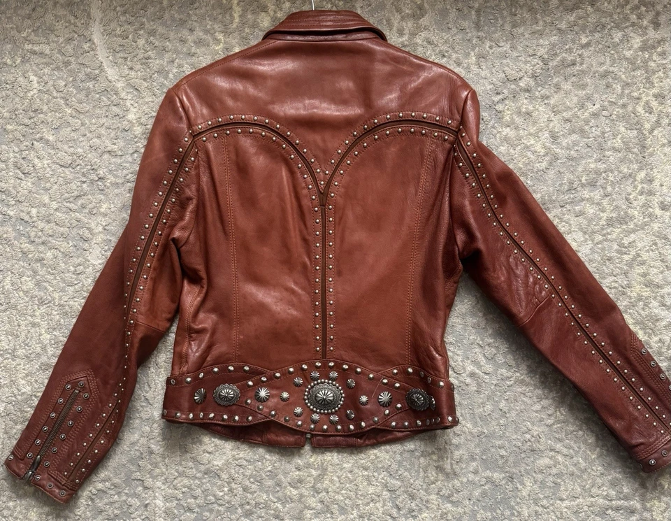 Cripple Creek  Medium Women Western Leather Jacket With Studs Embellishment - Image 3 of 4