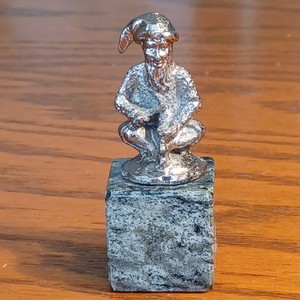 Vintage Pewter Leprechaun Gnome Dwarf Elf on Green Connemara Marble Ireland 3"