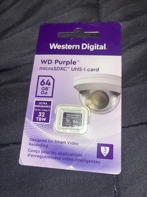 Western Digital microSDXC Card 64GB WD Purple for Surveillance Cameras WDD064G