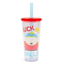 South Park Cartman "Suck My Balls" 24-Ounce Carnival Cup With Lid and Straw