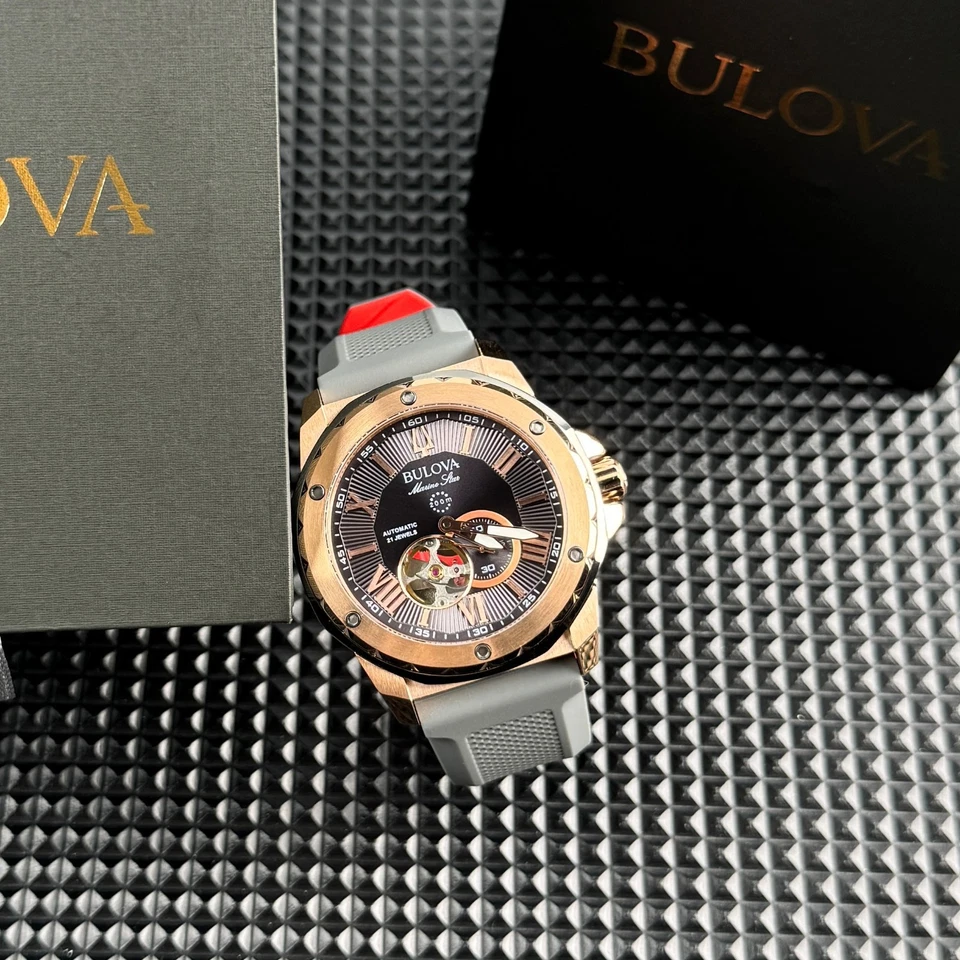 Автоматические мужские часы Bulova Marine Star циферблат 98A228 розовый серый 45 мм - Изображение 3 из 4