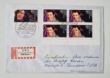 R - Brief - 5 Marken Mi.Nr. 1361 Elvis + 1363 - von Bonn - Memphis USA  - 1988