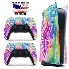 PS5 Disc Version Console  Controller Vinyl Skin Decal Wrap - Tie Dye