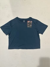 Born Primative women athleisure crop tee Slate Teal Small